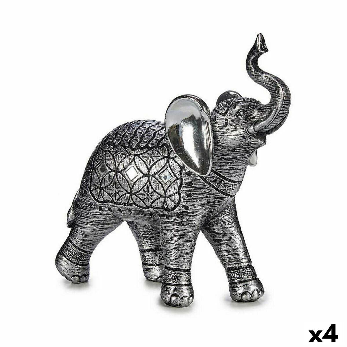 Gift Decor - Figura Decorativa Elefante Prateado 27,5 x 27 x 11 cm (4 Unidades)