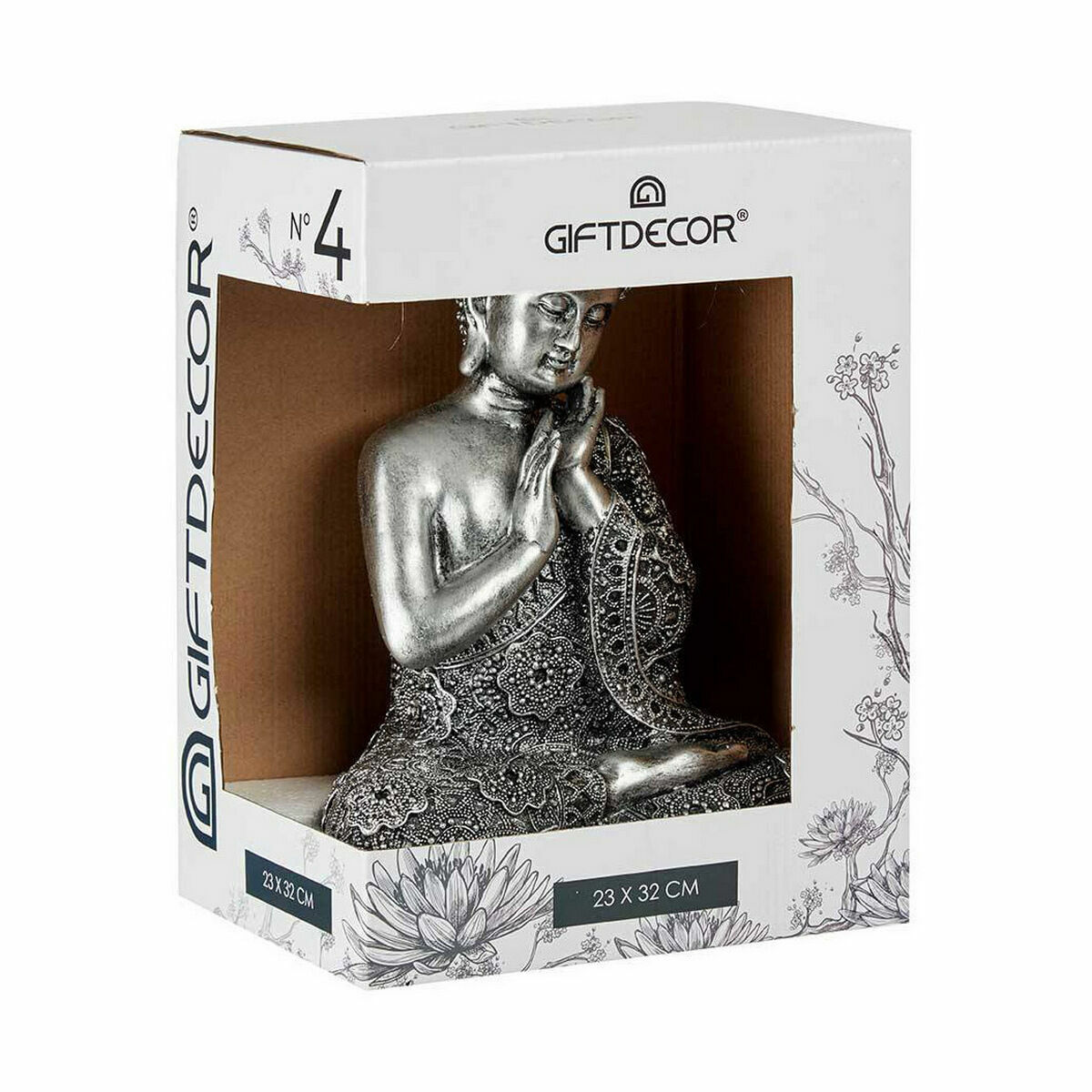 imagem de Figura Decorativa Buda Sentado Prateado 22 x 33 x 18 cm (4 Unidades)3