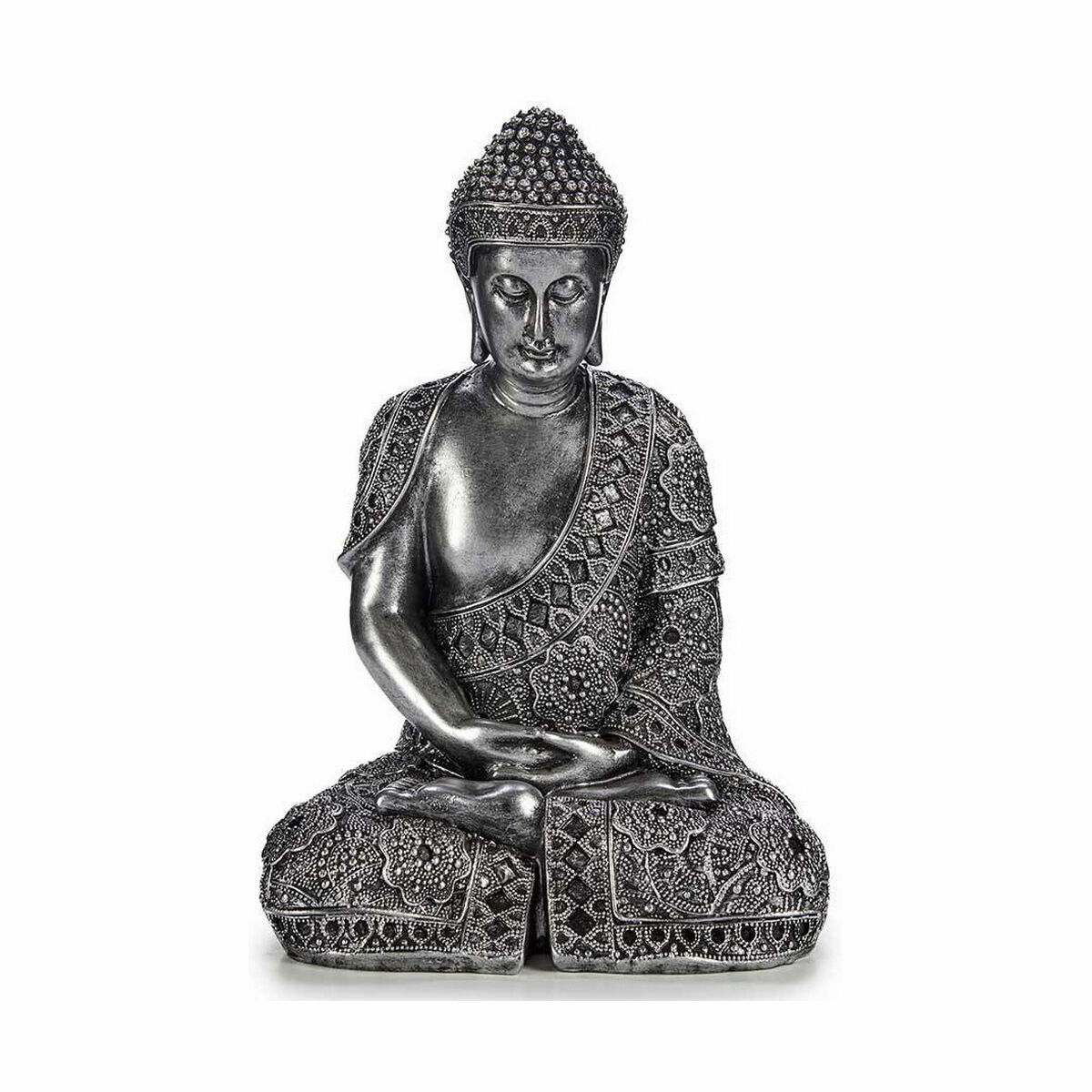 imagem de Figura Decorativa Buda Sentado Prateado 17 x 32,5 x 22 cm (4 Unidades)2