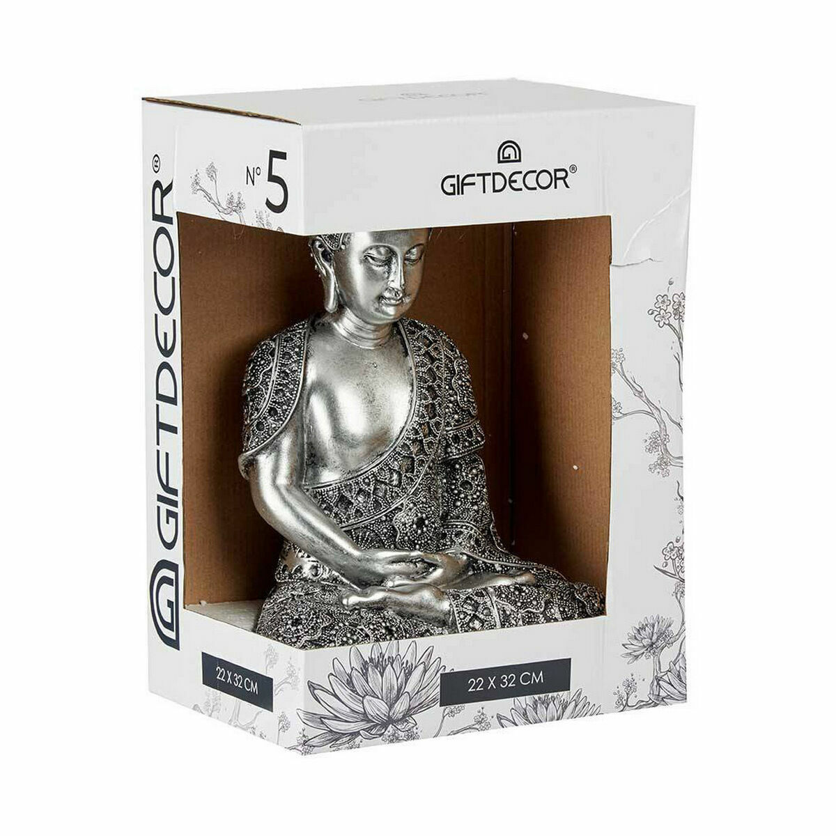 imagem de Figura Decorativa Buda Sentado Prateado 17 x 32,5 x 22 cm (4 Unidades)3