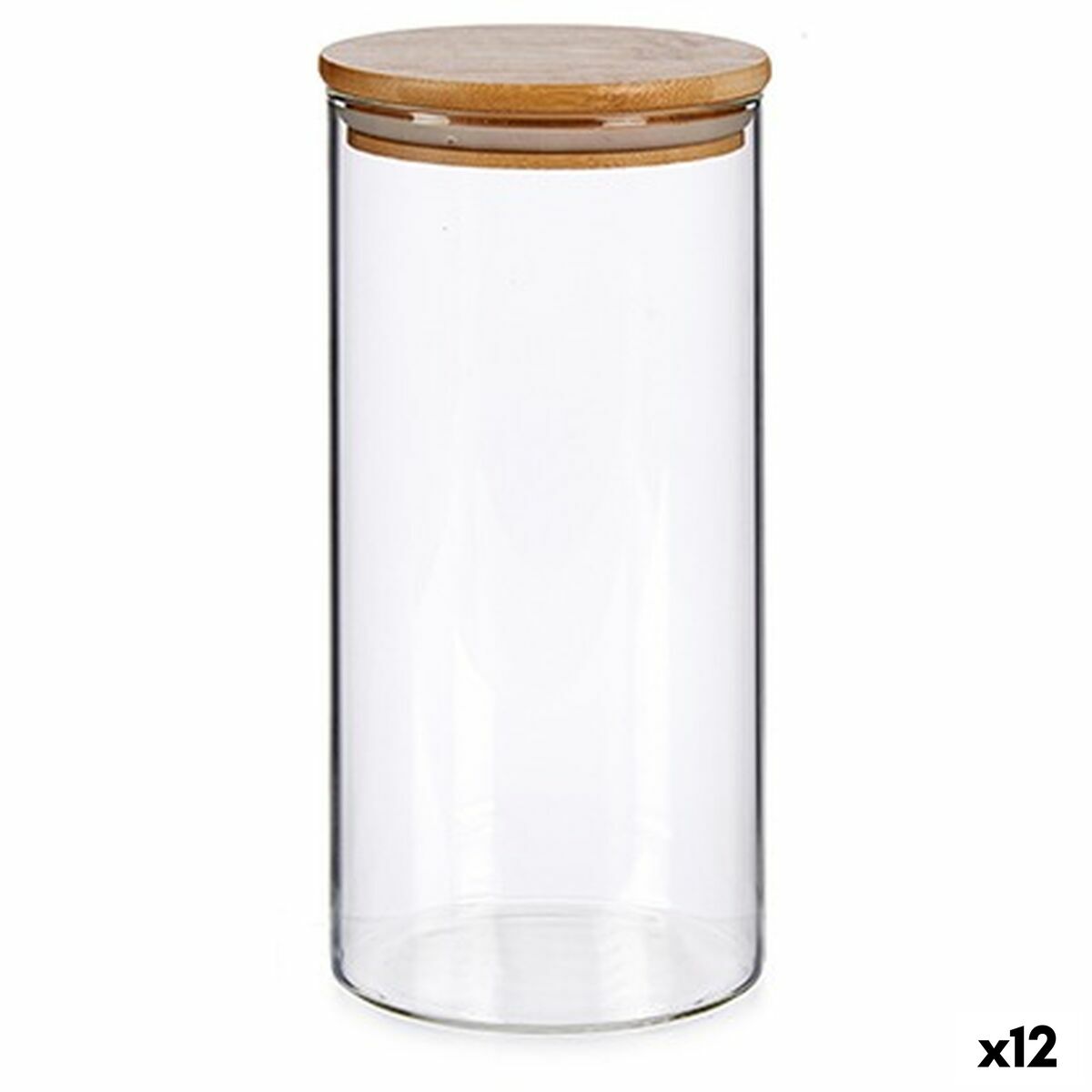 Vivalto - Bote Castanho Transparente Bambu Vidro de Borosilicato 1,4 L 10,3 x 21 x 10,3 cm (12 Unidades)