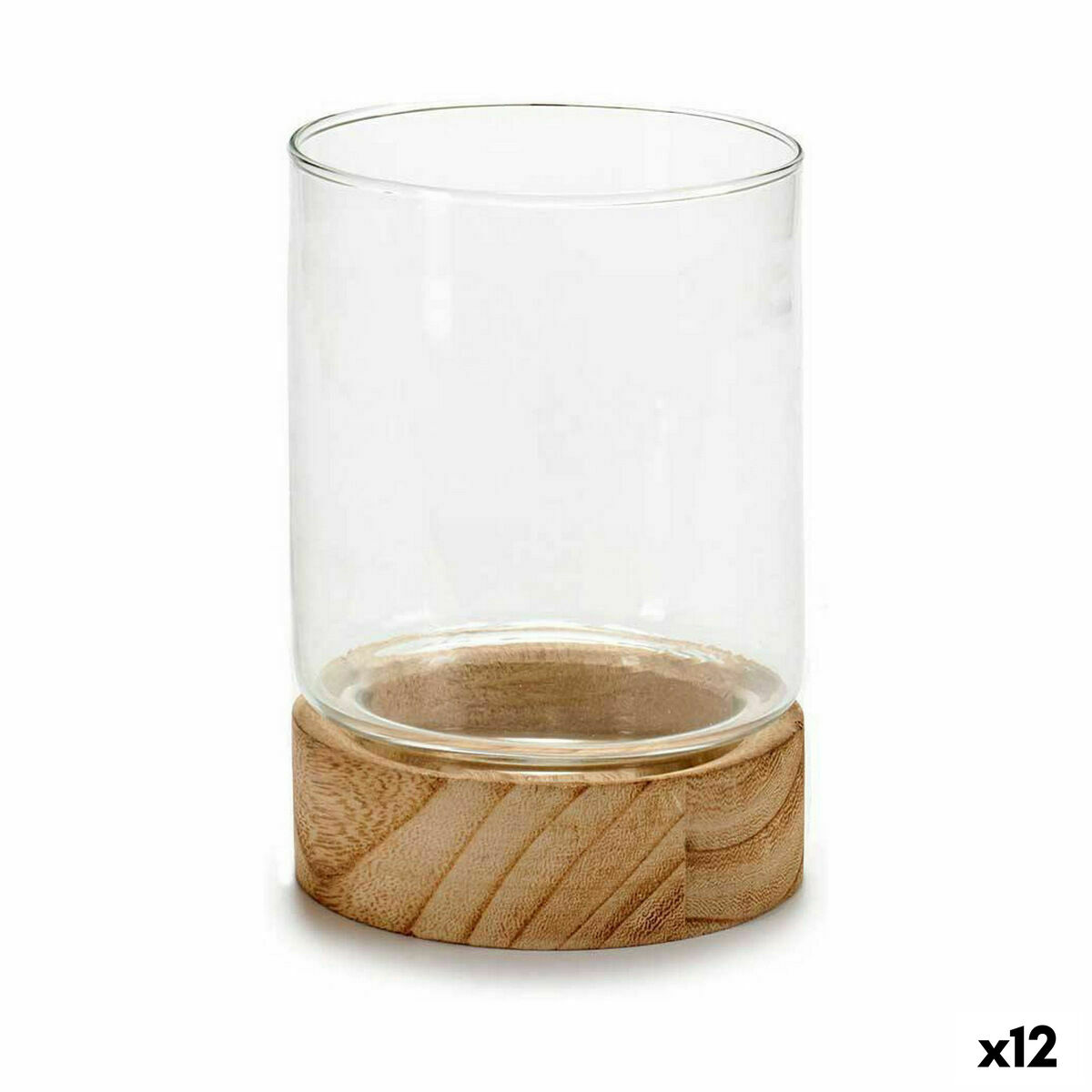 Gift Decor - Castiçais Castanho Transparente Madeira Cristal 11,5 x 16 x 11,5 cm (12 Unidades)