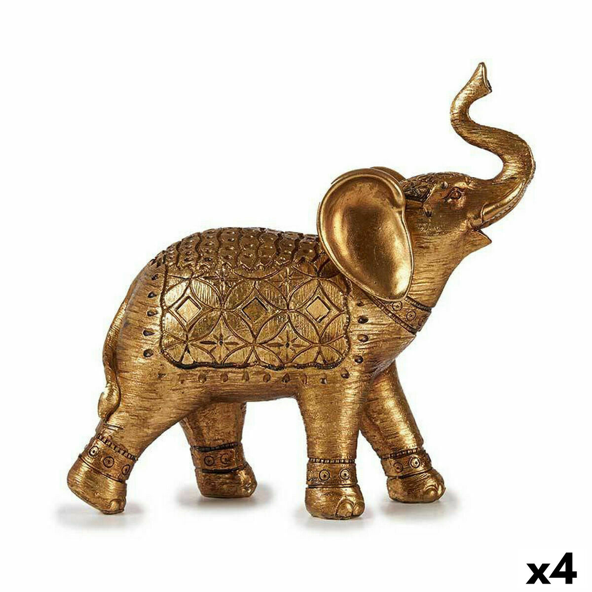 imagem de Figura Decorativa Elefante Dourado 27,5 x 27 x 11 cm (4 Unidades)1