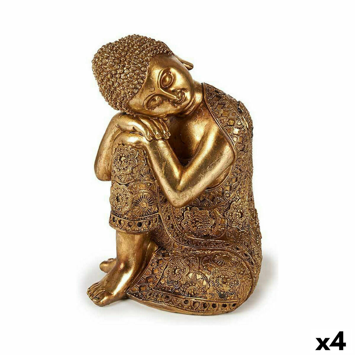 Gift Decor - Figura Decorativa Buda Sentado Dourado 20 x 30 x 20 cm (4 Unidades)