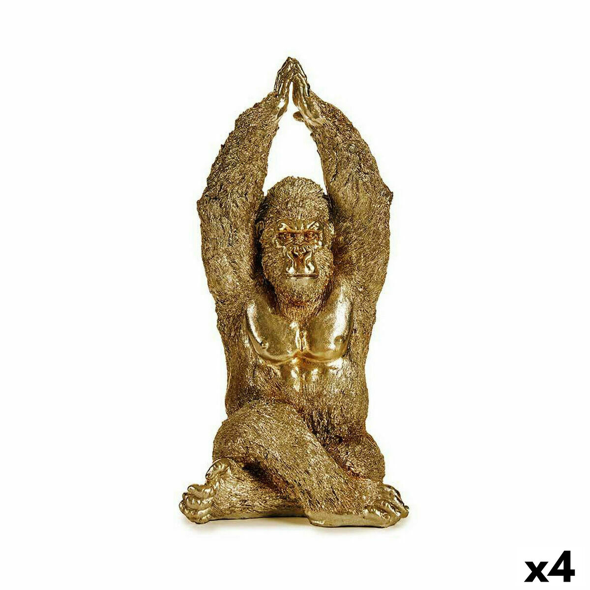 Gift Decor - Figura Decorativa Yoga Gorila Dourado 17 x 36 x 19,5 cm (4 Unidades)