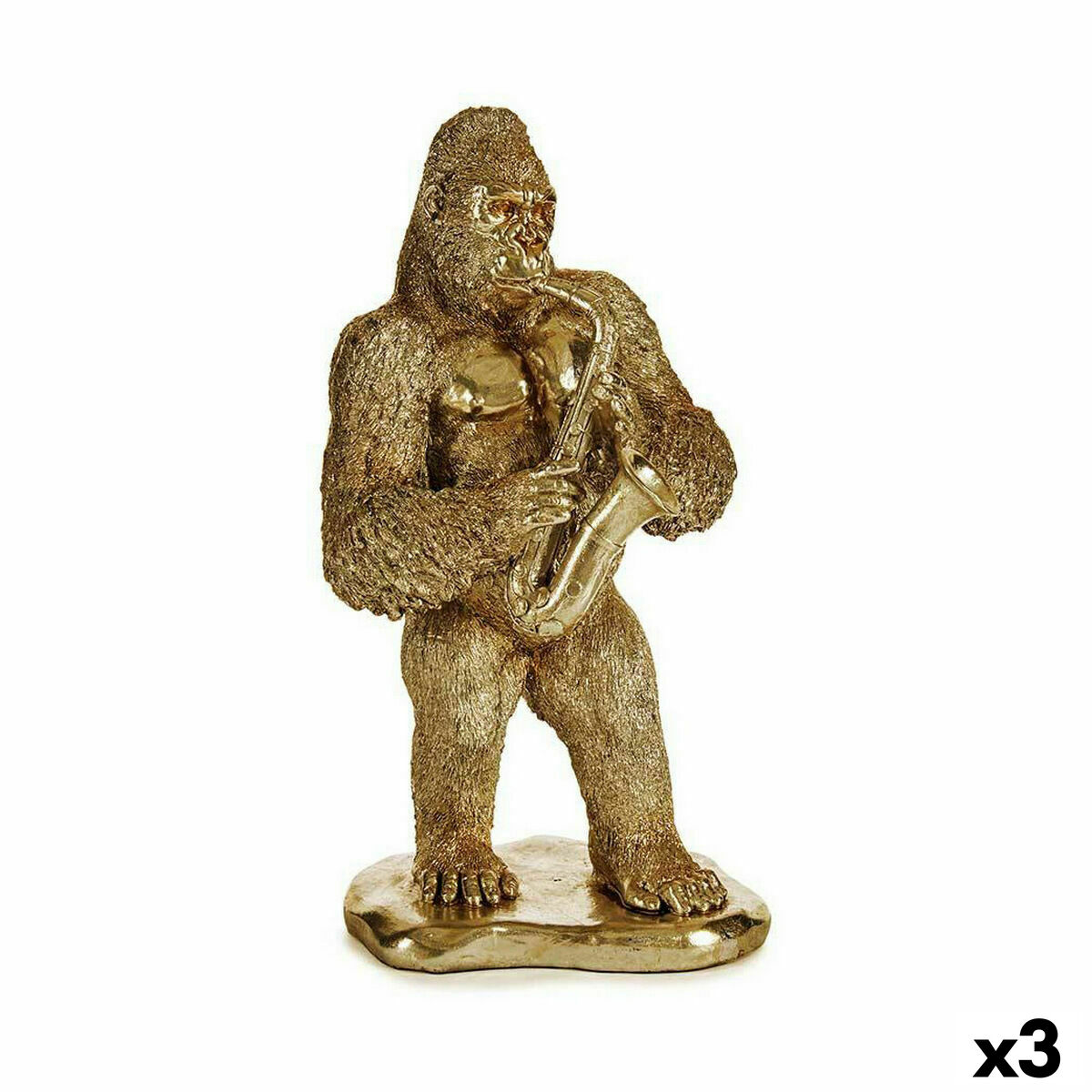 Gift Decor - Figura Decorativa Gorila Saxofone Dourado 18,5 x 38,8 x 22 cm (3 Unidades)