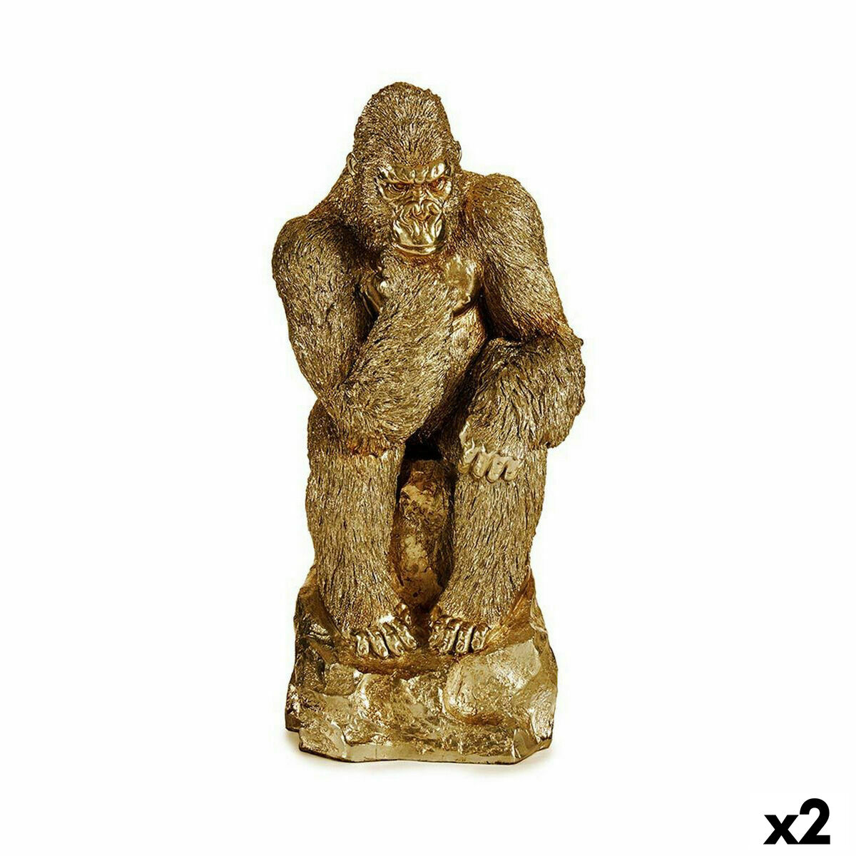 Gift Decor - Figura Decorativa Gorila Dourado 20,5 x 47 x 23,5 cm (2 Unidades)