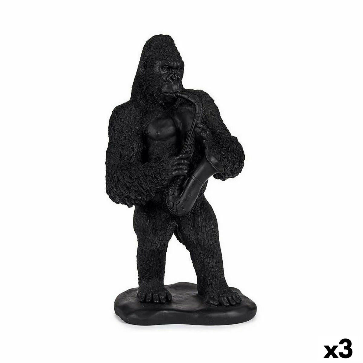 Gift Decor - Figura Decorativa Gorila Saxofone Preto 15 x 38,8 x 22 cm (3 Unidades)