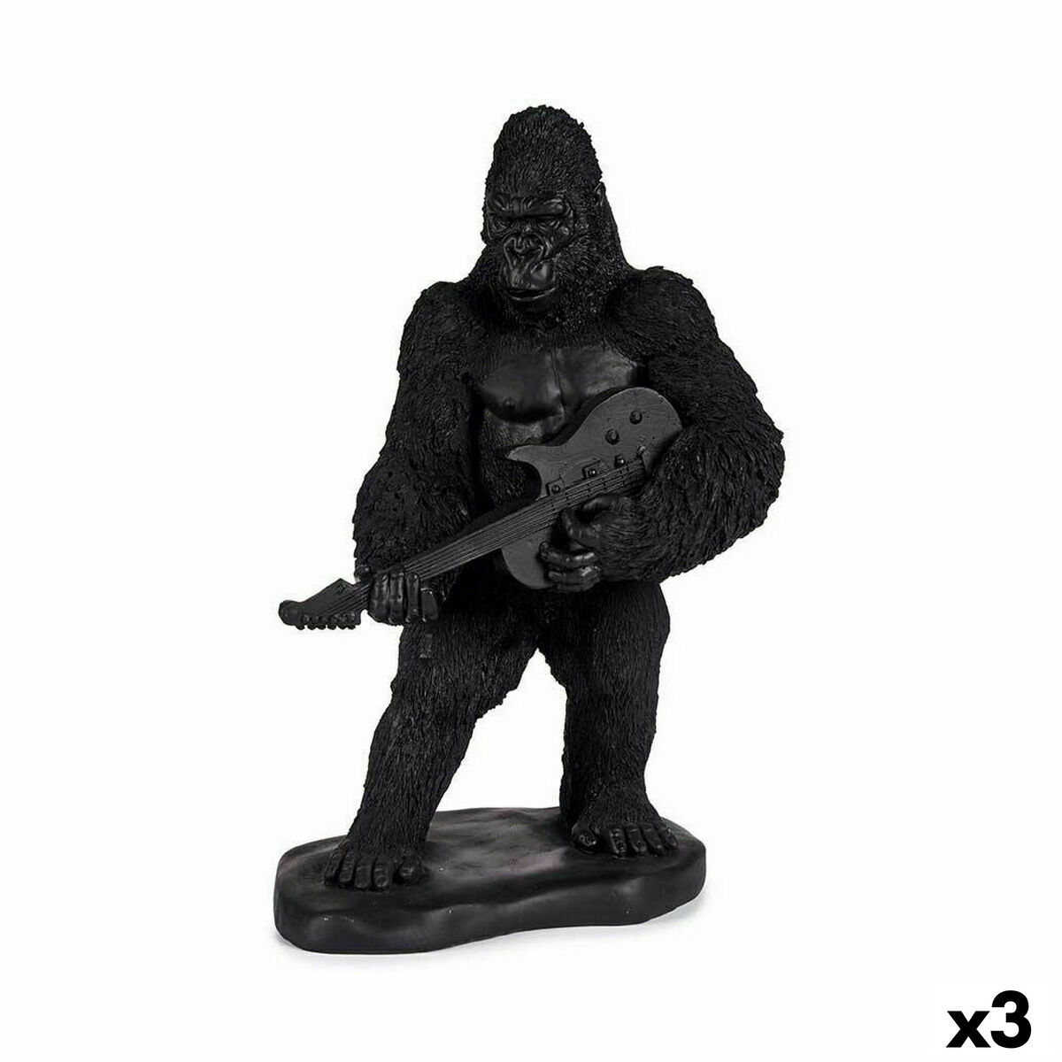 Gift Decor - Figura Decorativa Gorila Guitarra Preto 17,5 x 38 x 27 cm (3 Unidades)