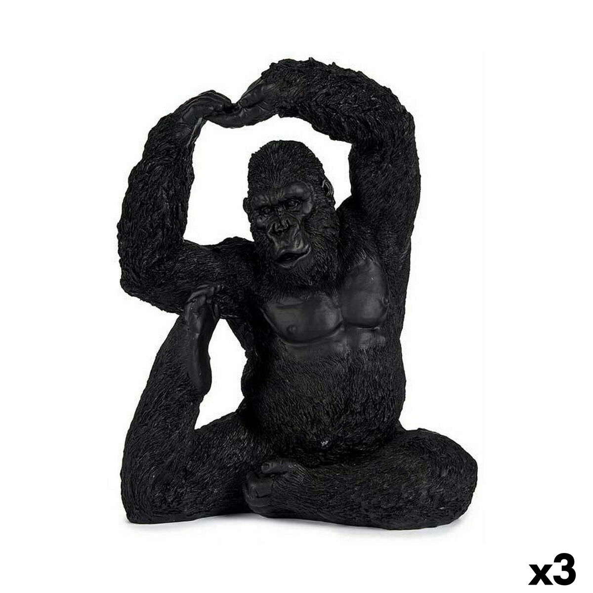 Gift Decor - Figura Decorativa Yoga Gorila Preto 15,2 x 31,5 x 26,5 cm (3 Unidades)