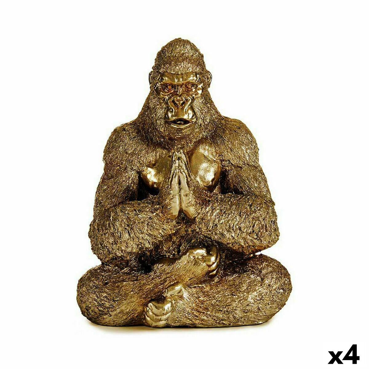 Gift Decor - Figura Decorativa Yoga Gorila Dourado 16 x 27,5 x 22 cm (4 Unidades)