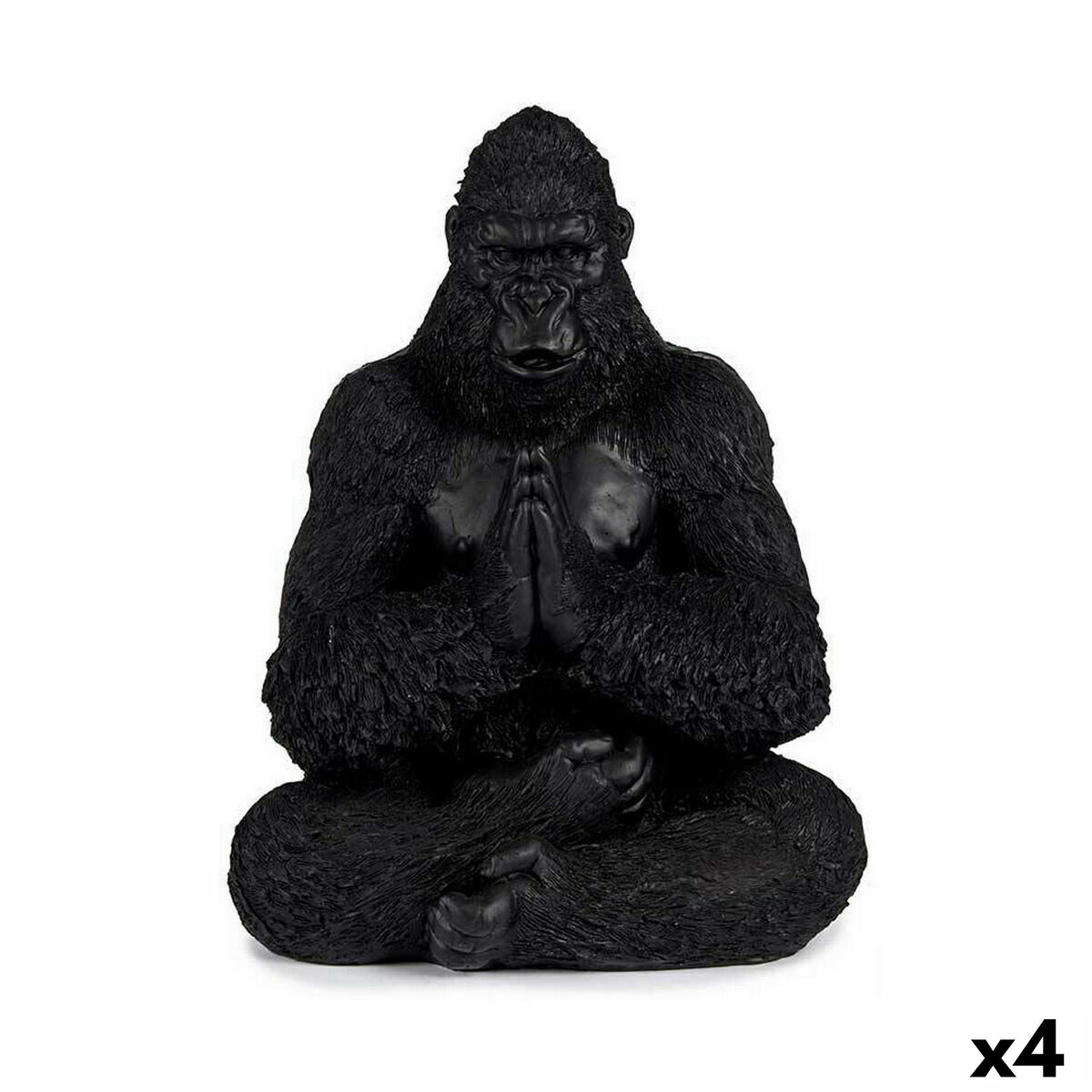 Gift Decor - Figura Decorativa Gorila Yoga Preto 16 x 28 x 22 cm (4 Unidades)