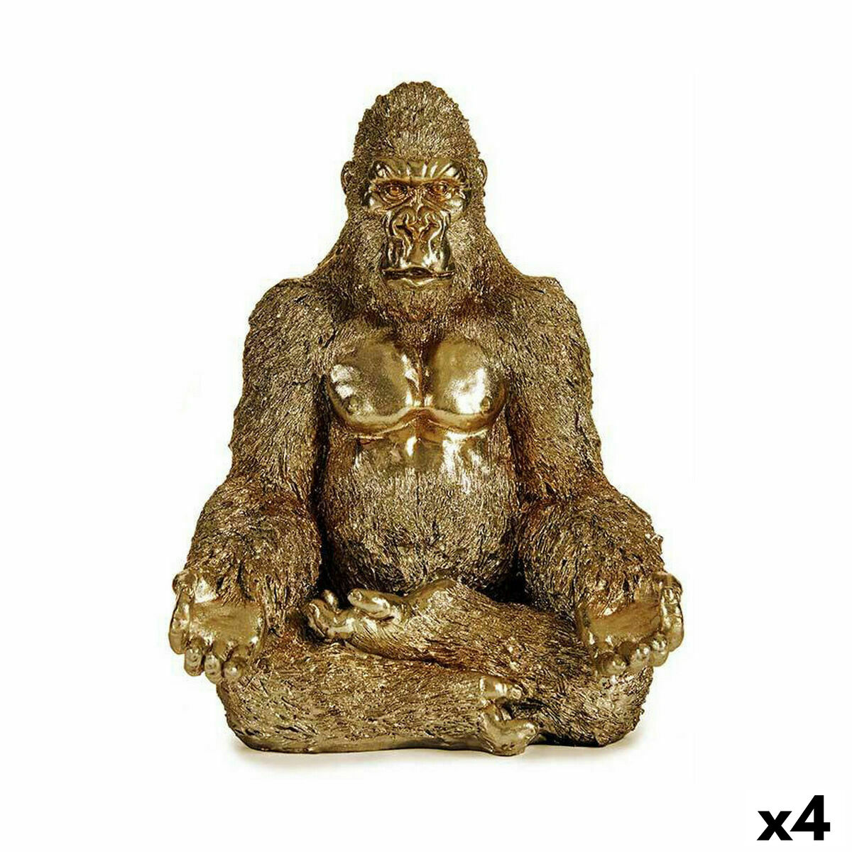 Gift Decor - Figura Decorativa Gorila Yoga Dourado 19 x 26,5 x 22 cm (4 Unidades)