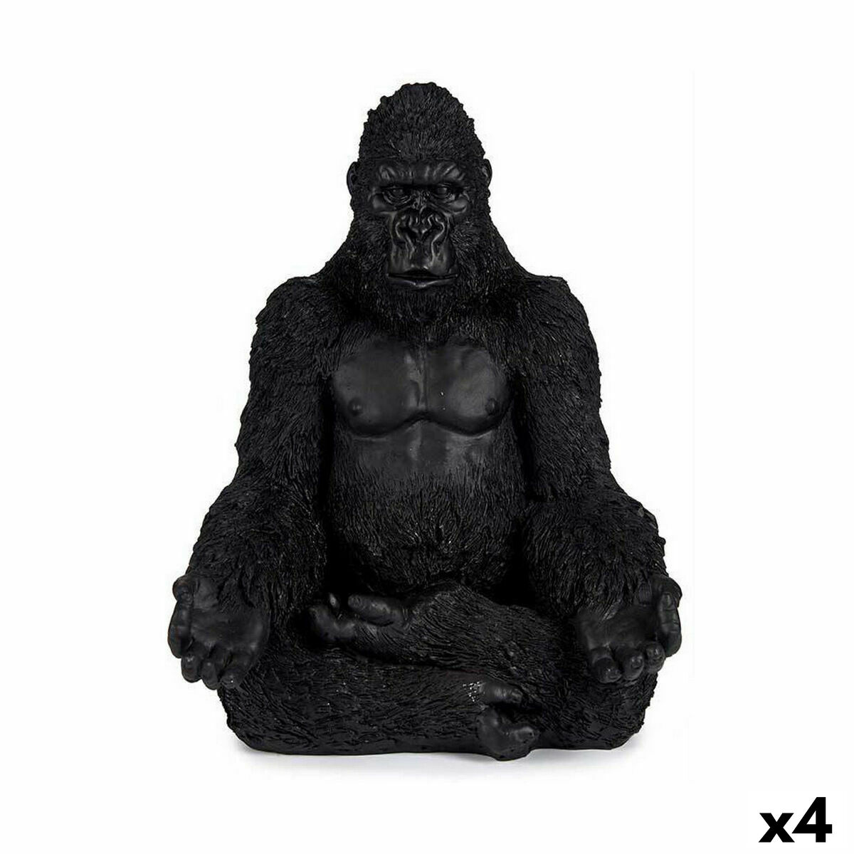 Gift Decor - Figura Decorativa Gorila Yoga Preto 19 x 26,5 x 22 cm (4 Unidades)