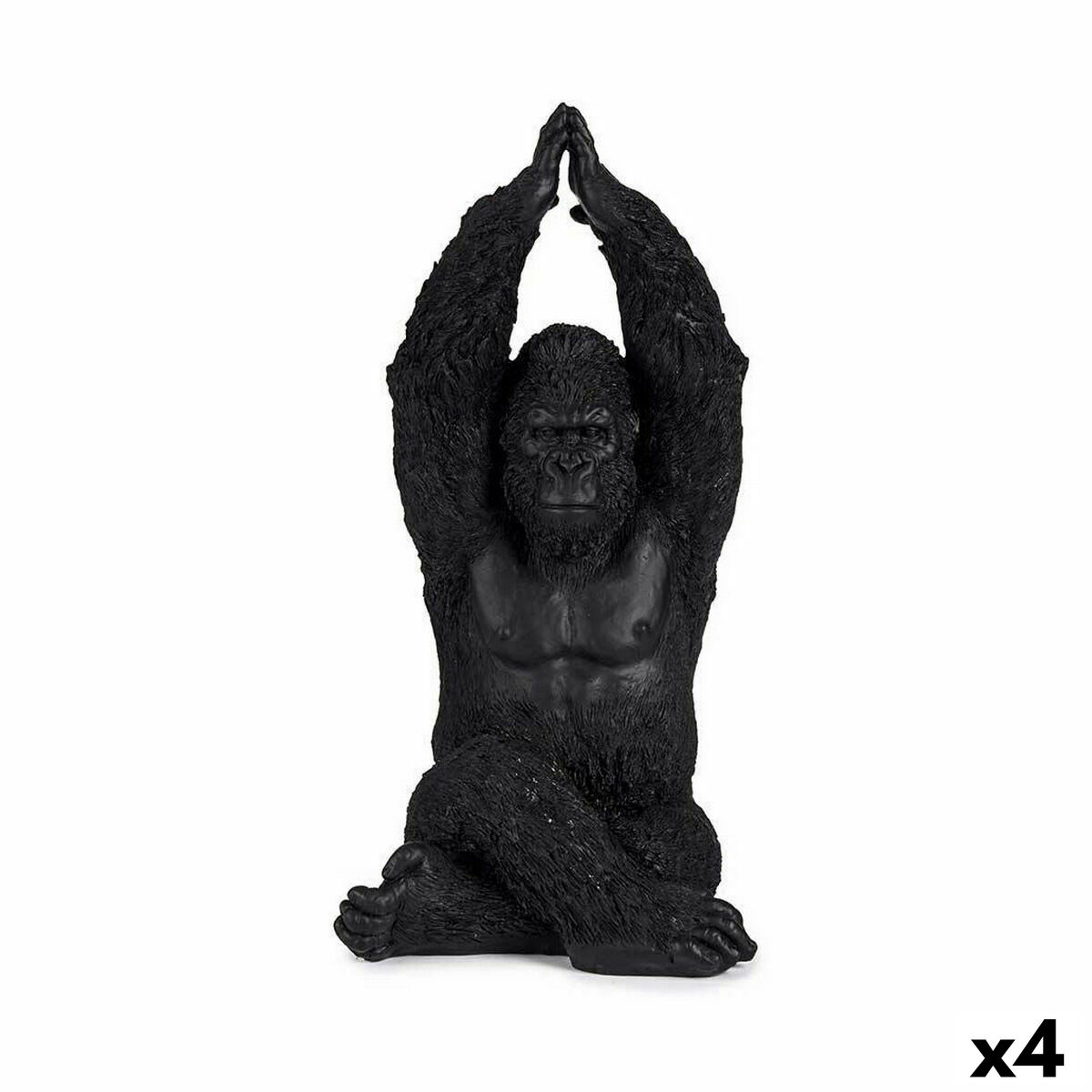 Gift Decor - Figura Decorativa Gorila Yoga Preto 18 x 36,5 x 19,5 cm (4 Unidades)