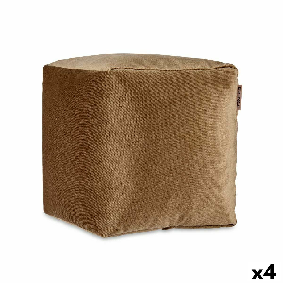 Gift Decor - Puff Veludo Castanho 30 x 30 x 30 cm (4 Unidades)