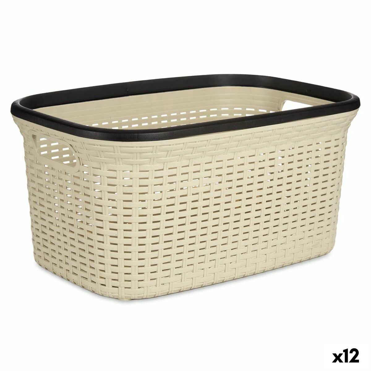 Kipit - Cesto da Roupa Creme Plástico 36 L 36 x 25,5 x 52,5 cm (12 Unidades)