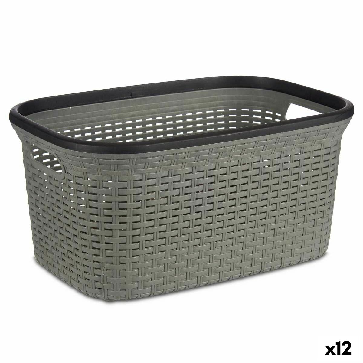 Kipit - Cesto da Roupa Cinzento Plástico 36 L 36 x 25,5 x 53 cm (12 Unidades)