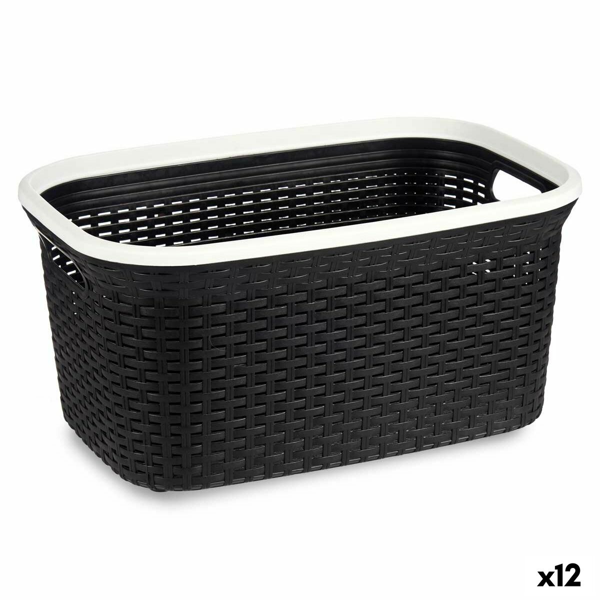 Kipit - Cesto da Roupa Branco Plástico 36 L 36 x 25,5 x 53 cm (12 Unidades)