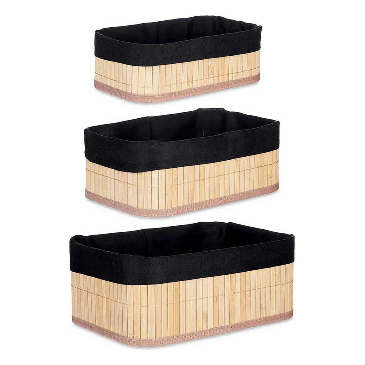 imagem de Organizador Conjunto Preto Natural Bambu 31 x 12 x 21 cm (4 Unidades)2