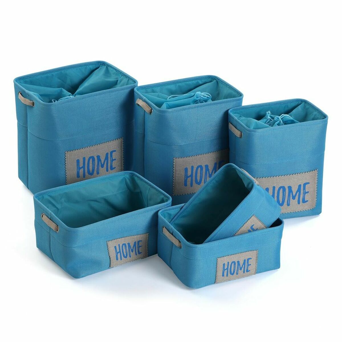 Versa - Conjunto de Cestas Versa Home Azul Têxtil (30 x 40 x 45 cm) (6 Peças)