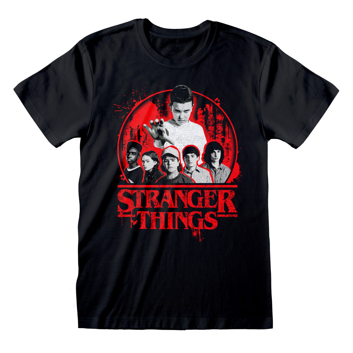 Stranger Things - Camisola de Manga Curta Stranger Things Circle Logo Preto Unissexo