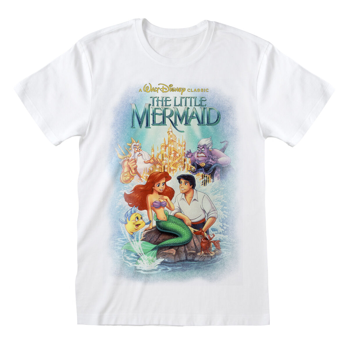 The Little Mermaid - Camisola de Manga Curta The Little Mermaid Classic Poster Branco Unissexo