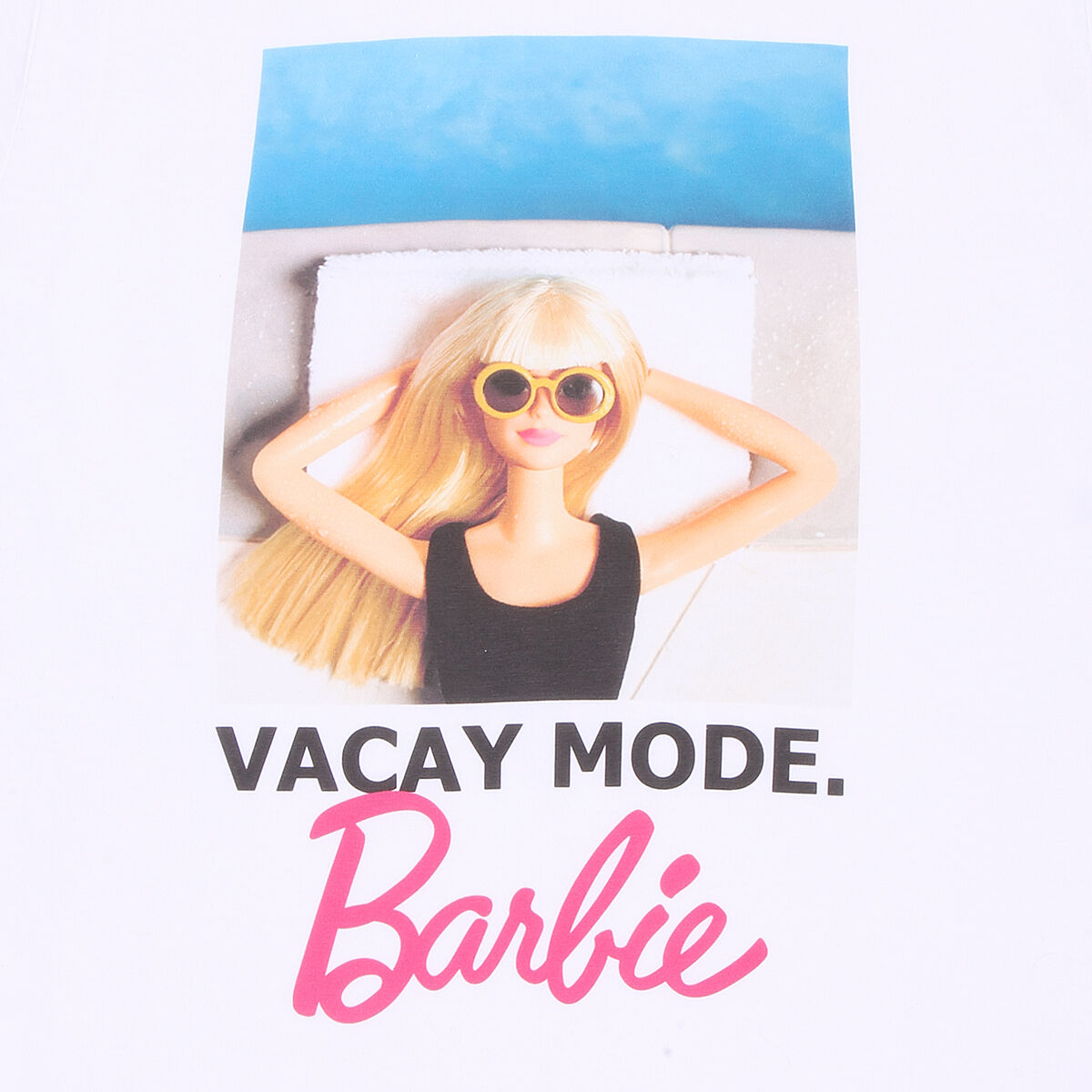 imagem de Camisola de Manga Curta Barbie Vacay Mode Branco Unissexo2