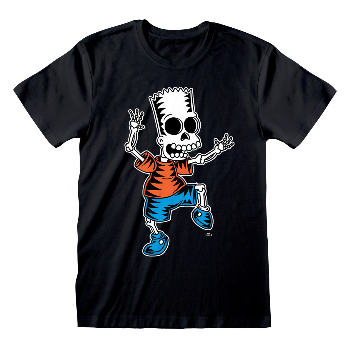 The Simpsons  - Camisola de Manga Curta The Simpsons Skeleton Bart Preto Unissexo