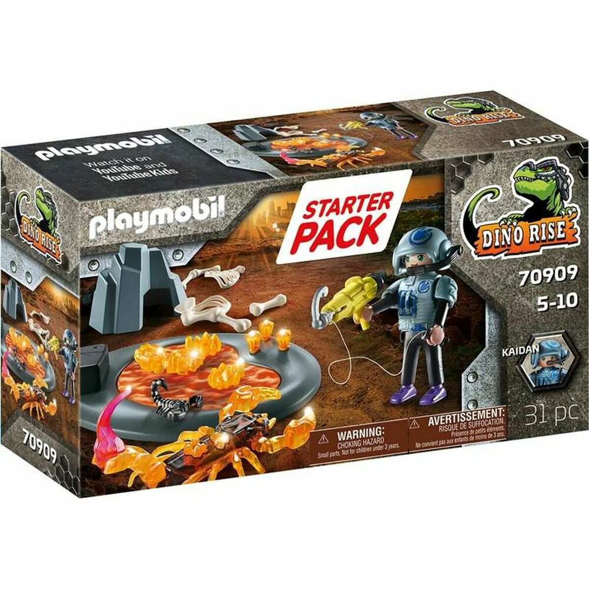 Playmobil - Playset Playmobil Dino Rise Starter Pack Fighting the Fire Scorpion 70909