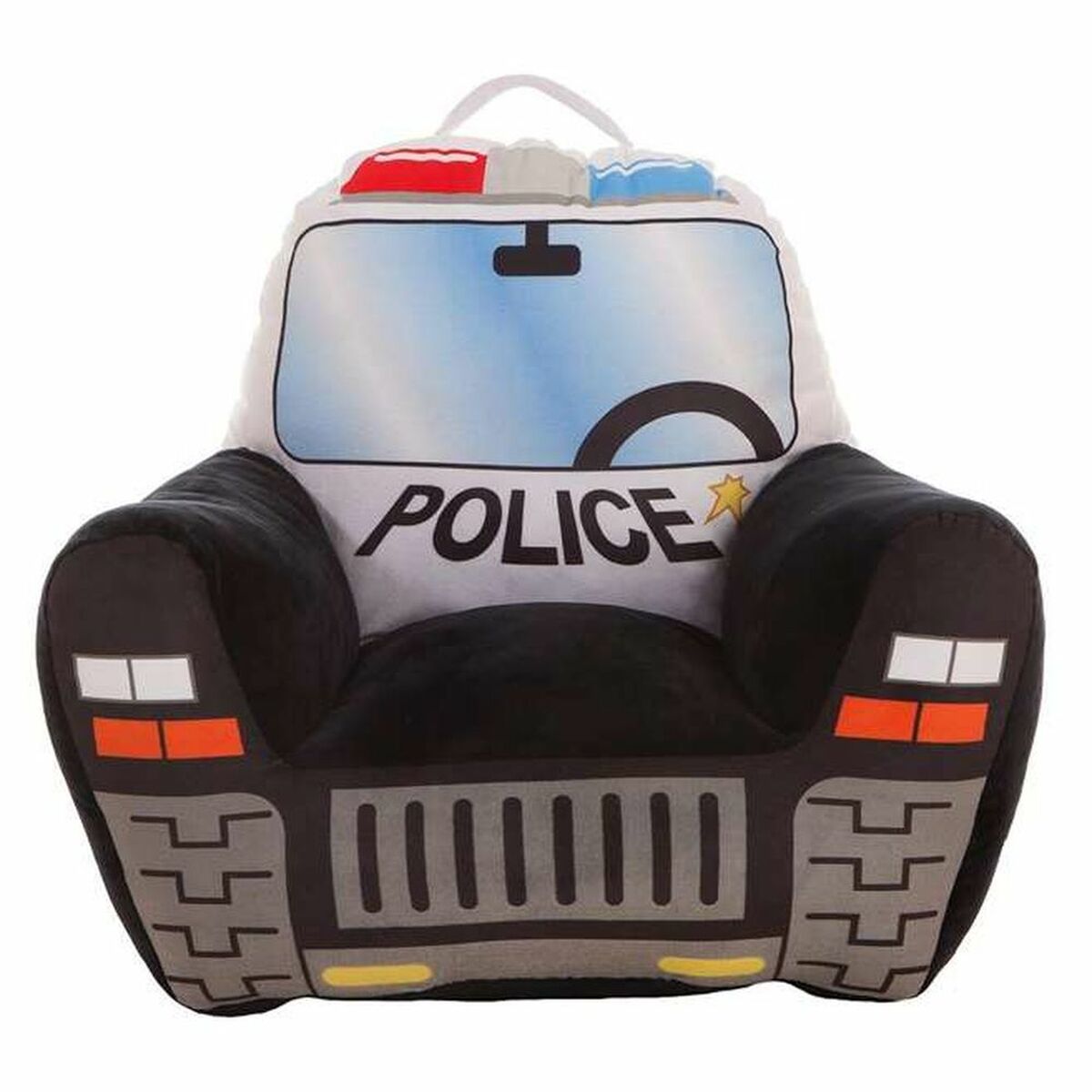 Bigbuy Fun - Poltrona Infantil Carro de polícia 52 x 48 x 51 cm Preto Acrílico (52 x 48 x 51 cm)