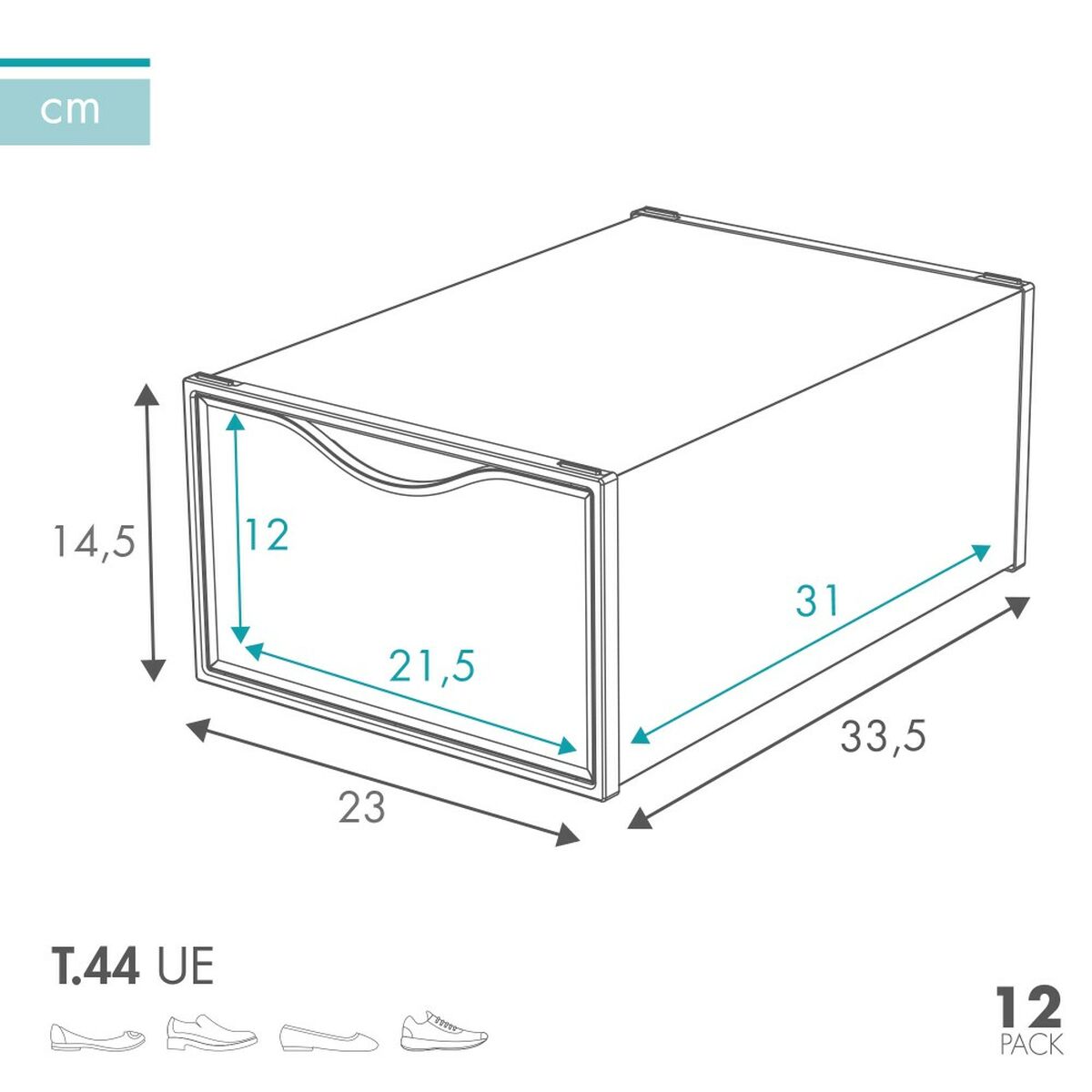 imagem de Caixa de sapatos empilhável Max Home Branco 12 Unidades Polipropileno ABS 23 x 14,5 x 33,5 cm5