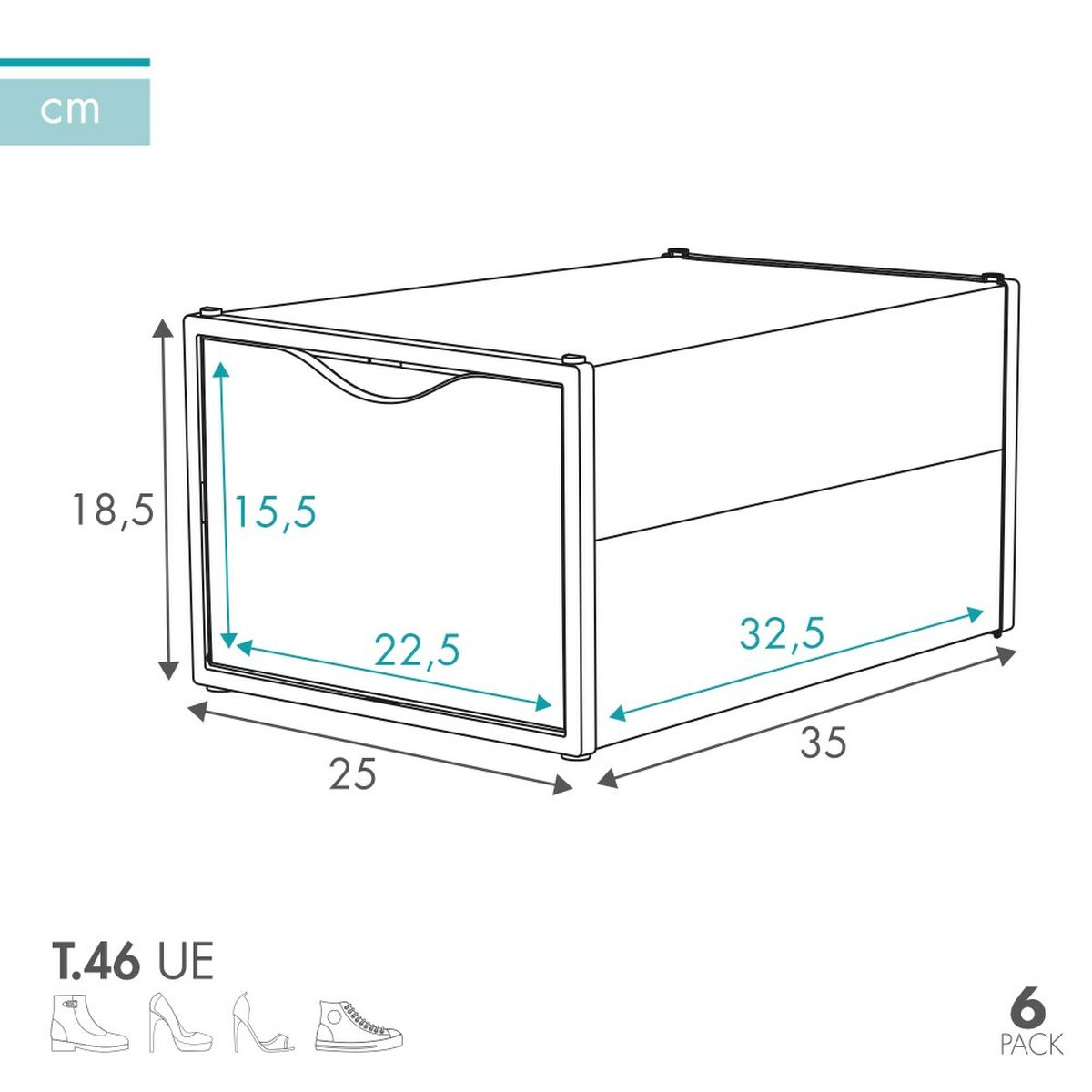 imagem de Caixa de sapatos empilhável Max Home Branco 6 Unidades Polipropileno ABS 25 x 18,5 x 35 cm5