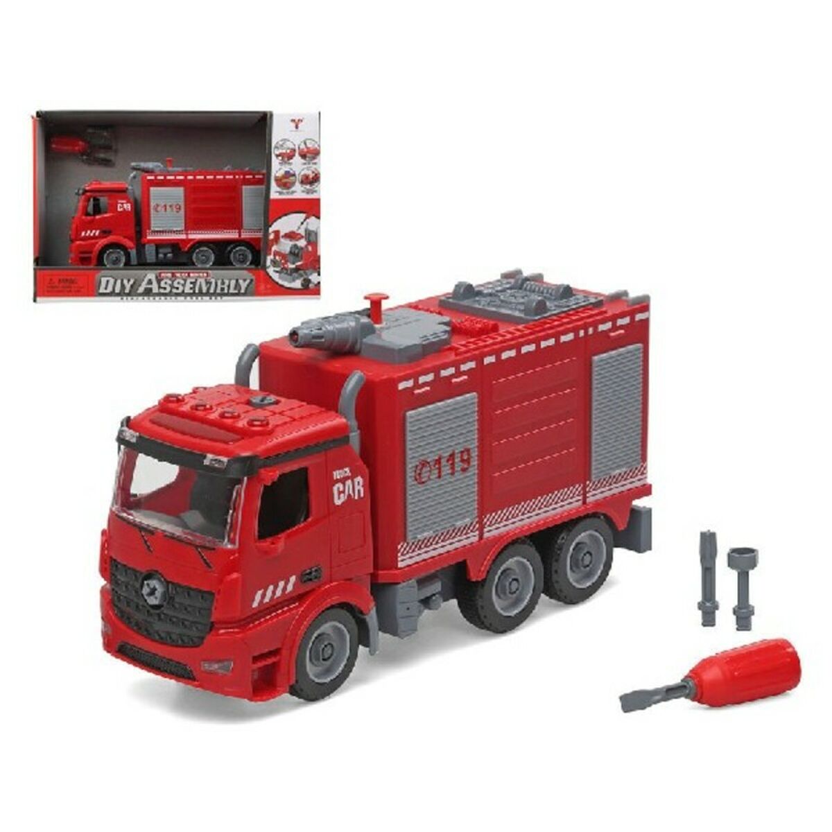 Bigbuy Fun - Camião de bombeiros com luz e som Diy Assembly 37 x 25 cm (37 x 25 cm)