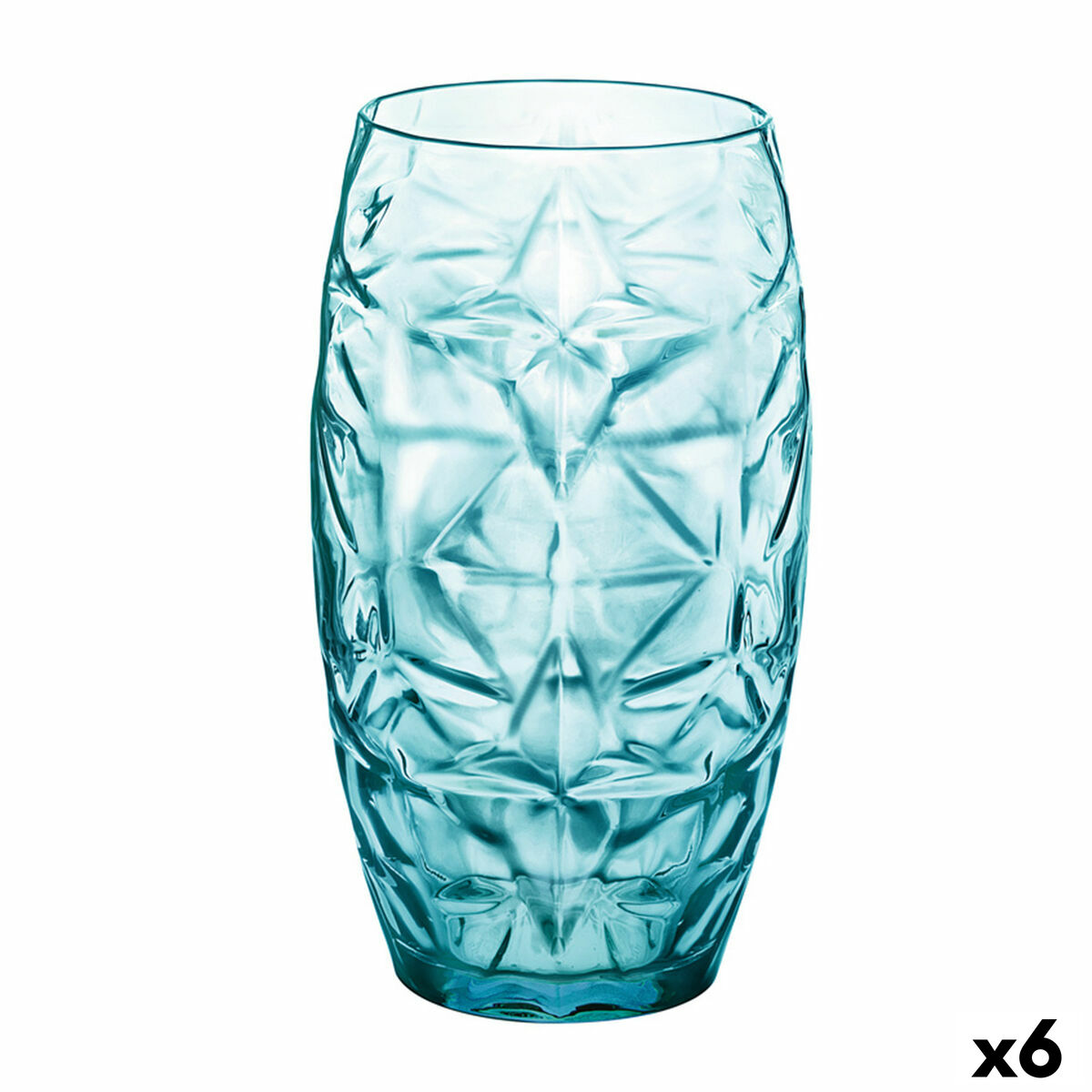 Bigbuy Cooking - Copo Oriente Azul Vidro 470 ml (6 Unidades)