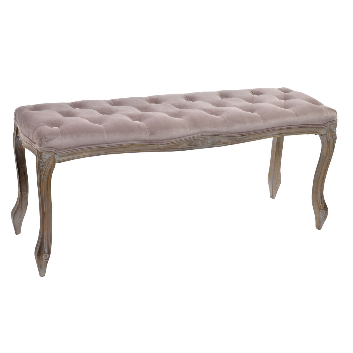 DKD Home Decor - Banqueta DKD Home Decor Cor de Rosa Natural Madeira da borracha 112 x 38 x 48 cm