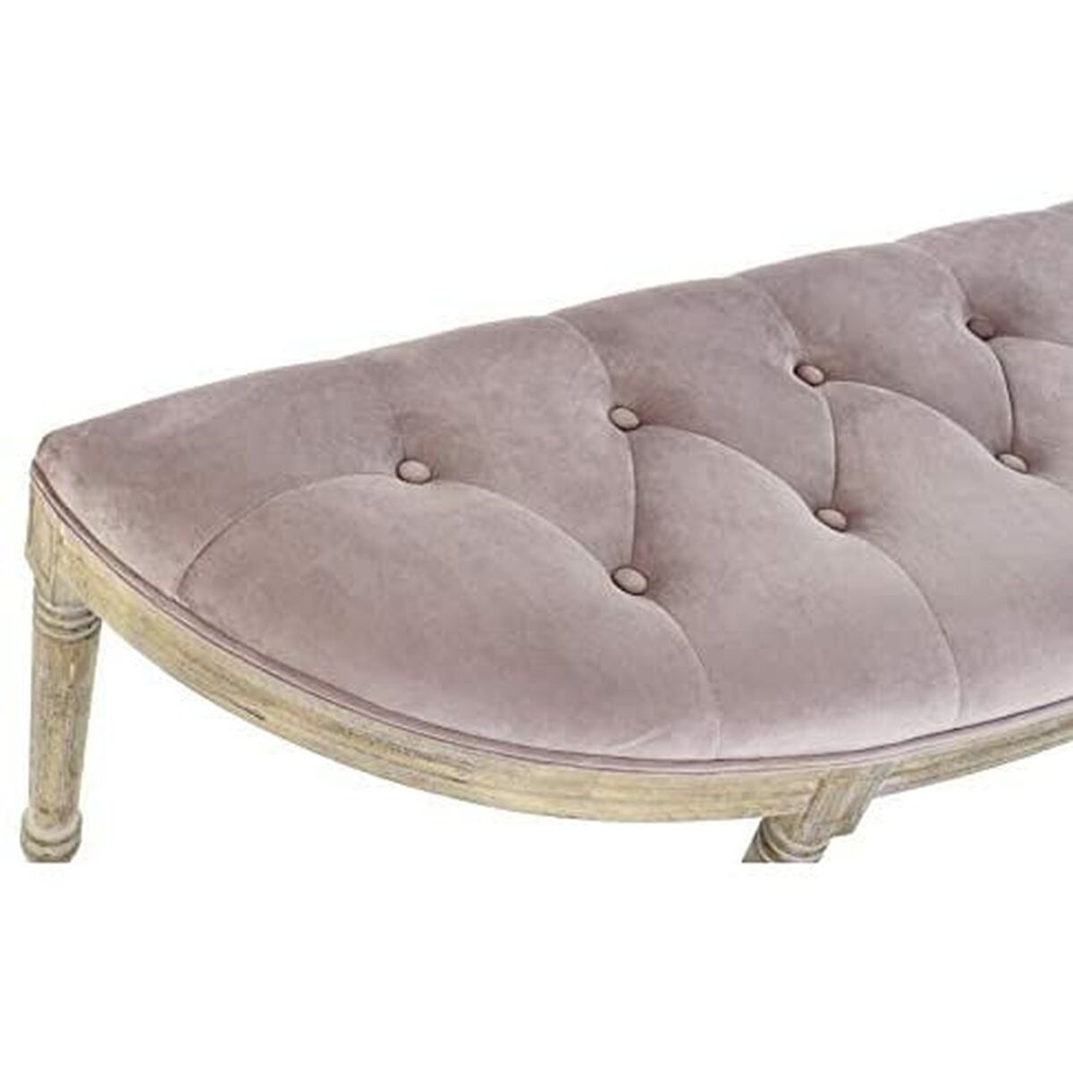 imagem de Banqueta DKD Home Decor   Natural Cor de Rosa Poliéster Veludo Madeira da borracha (125 x 43 x 48 cm)2