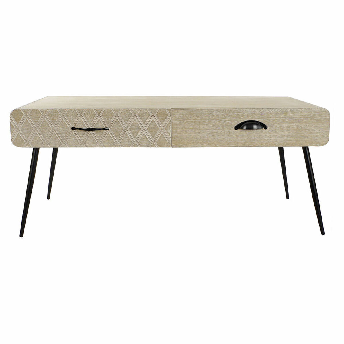 DKD Home Decor - Mesa de apoio DKD Home Decor Preto Cobre Natural Metal Madeira MDF 100 x 52 x 42,5 cm