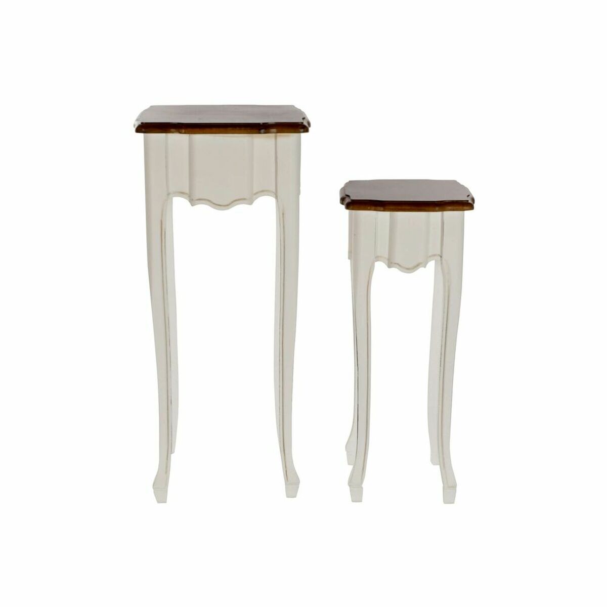 DKD Home Decor - Conjunto de 2 mesas DKD Home Decor Branco Castanho (2 pcs) (35 x 35 x 80 cm)