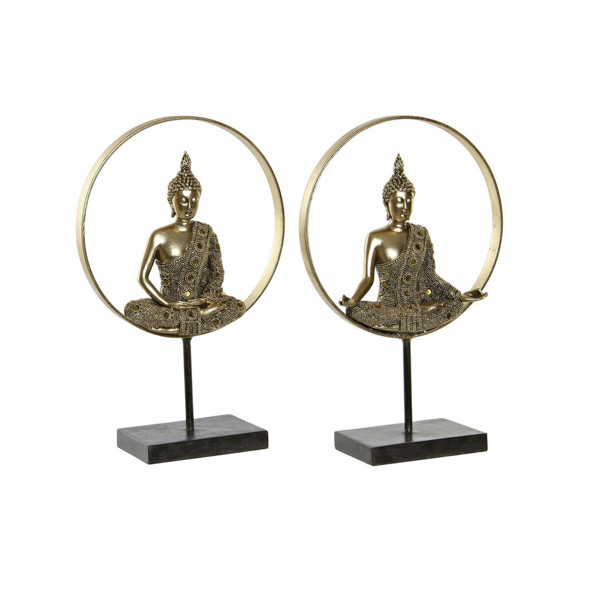 DKD Home Decor - Figura Decorativa DKD Home Decor 26 x 11 x 40 cm Preto Dourado Buda Oriental (2 Unidades)