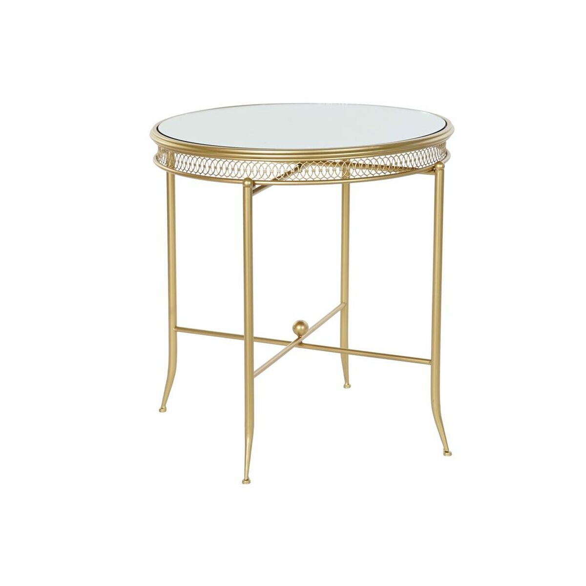 DKD Home Decor - Mesa de apoio DKD Home Decor 56 x 56 x 56 cm Espelho Dourado Metal