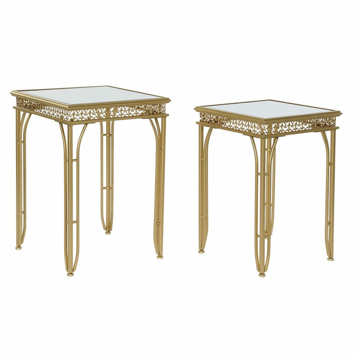 DKD Home Decor - Mesa de apoio DKD Home Decor Metal Espelho (2 pcs) (40 x 40 x 56 cm) (35 x 35 x 51 cm)