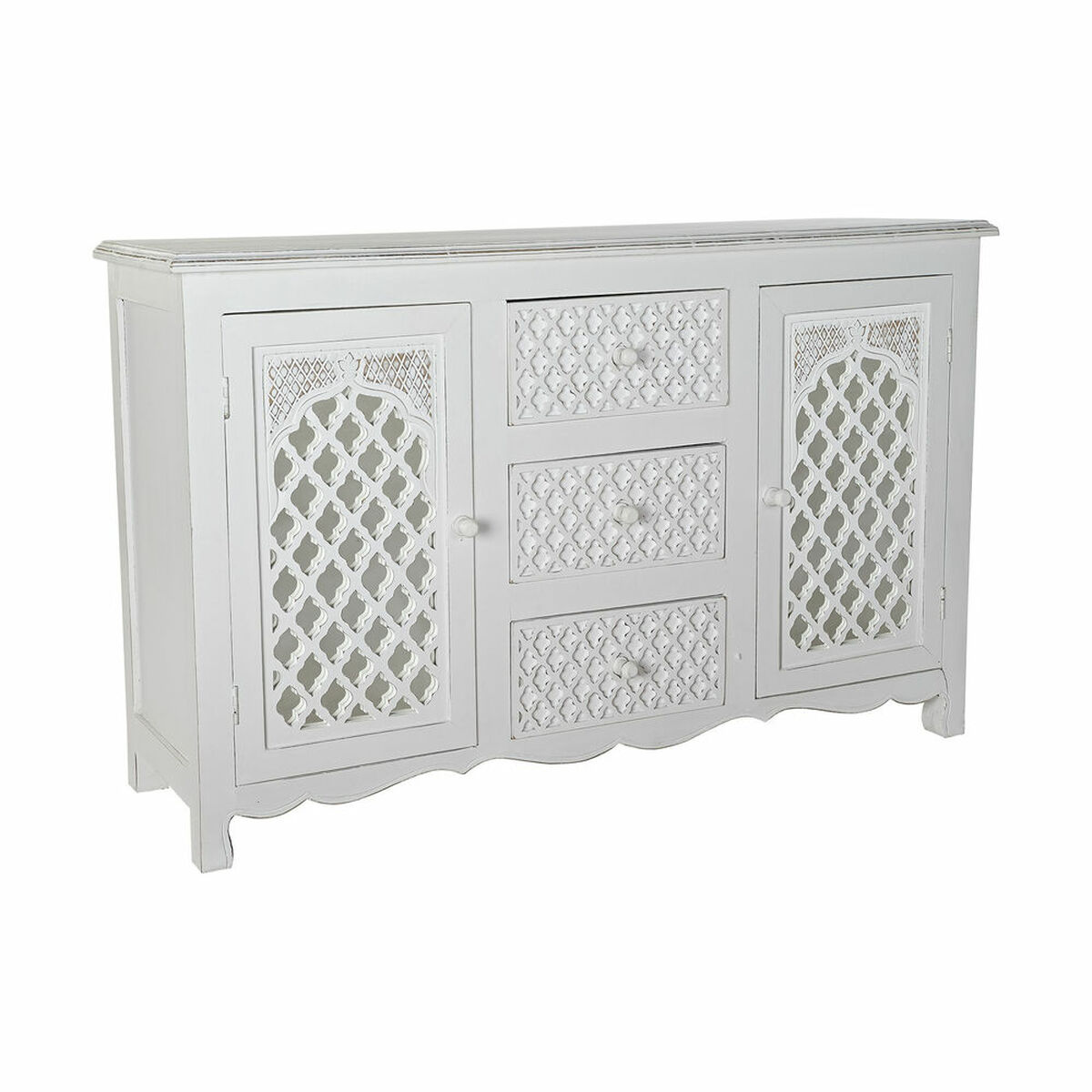 DKD Home Decor - Aparador DKD Home Decor   Branco Madeira de mangueira Espelho 122 x 39 x 77 cm