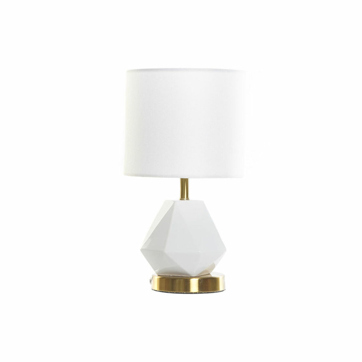 DKD Home Decor - Lâmpada de mesa DKD Home Decor Branco Poliéster Metal Cerâmica 220 V Dourado 50 W (20 x 20 x 37 cm)