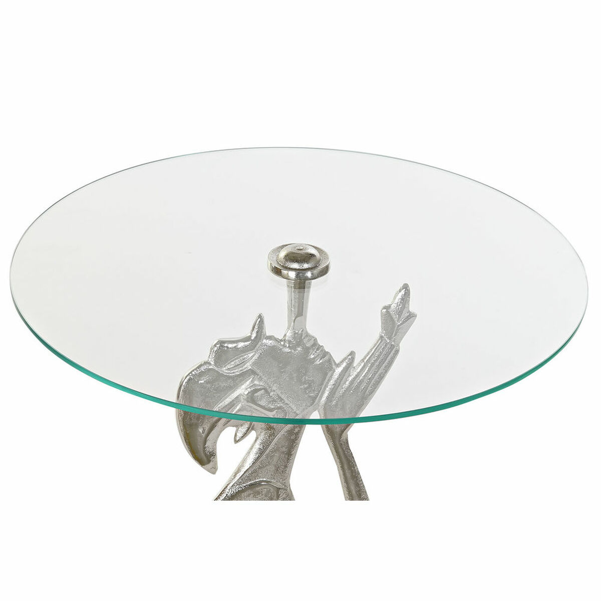 imagem de Mesa de apoio DKD Home Decor Transparente Alumínio Cristal Prateado (46 x 46 x 72 cm)2