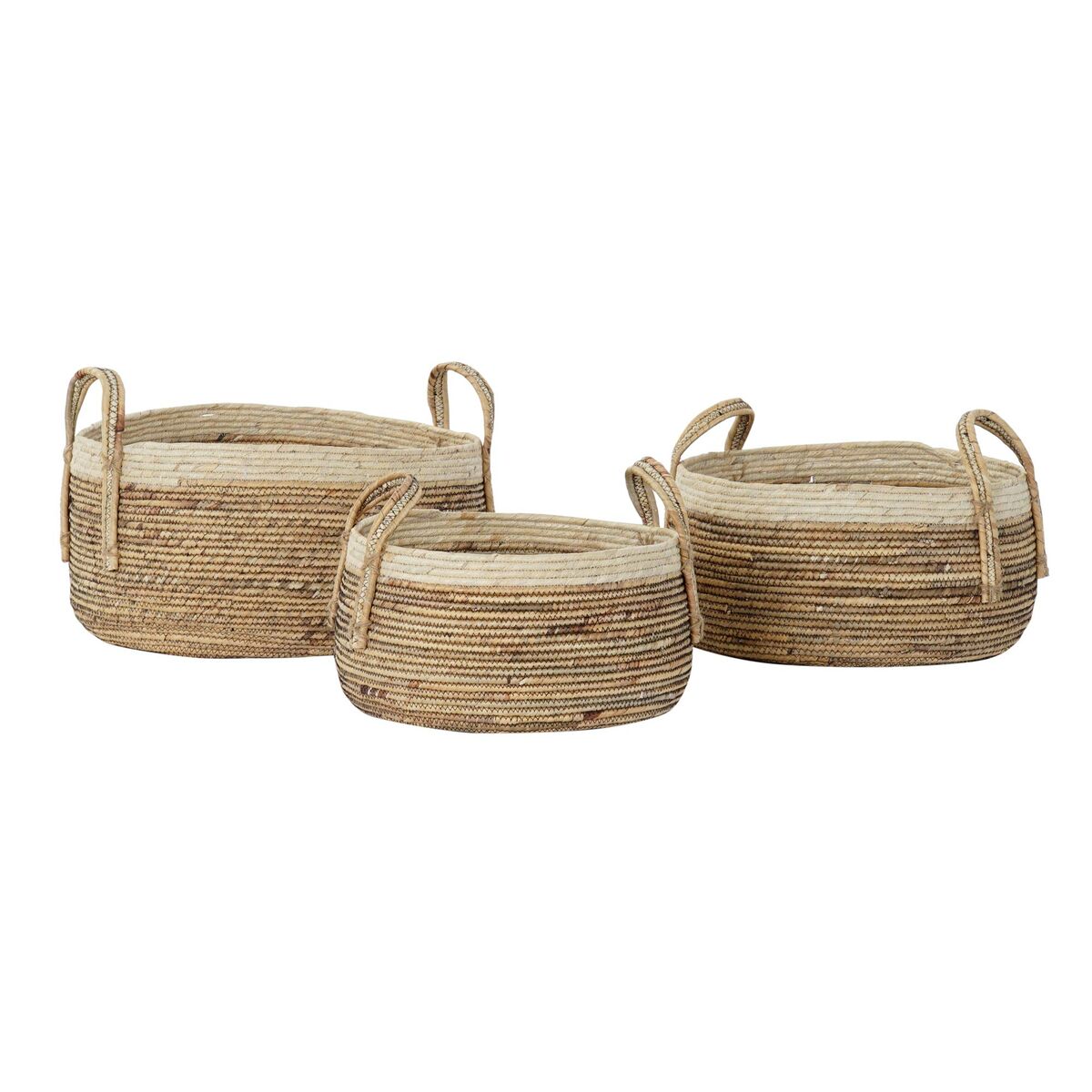 imagem de Conjunto de Cestas DKD Home Decor Tropical Fibra natural Juncos (45 x 45 x 33 cm) (3 Peças)3