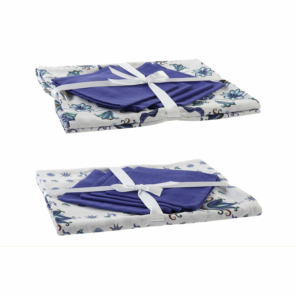 imagem de Toalha e guardanapos DKD Home Decor Azul Branco 150 x 150 x 0,5 cm (2 Unidades)1