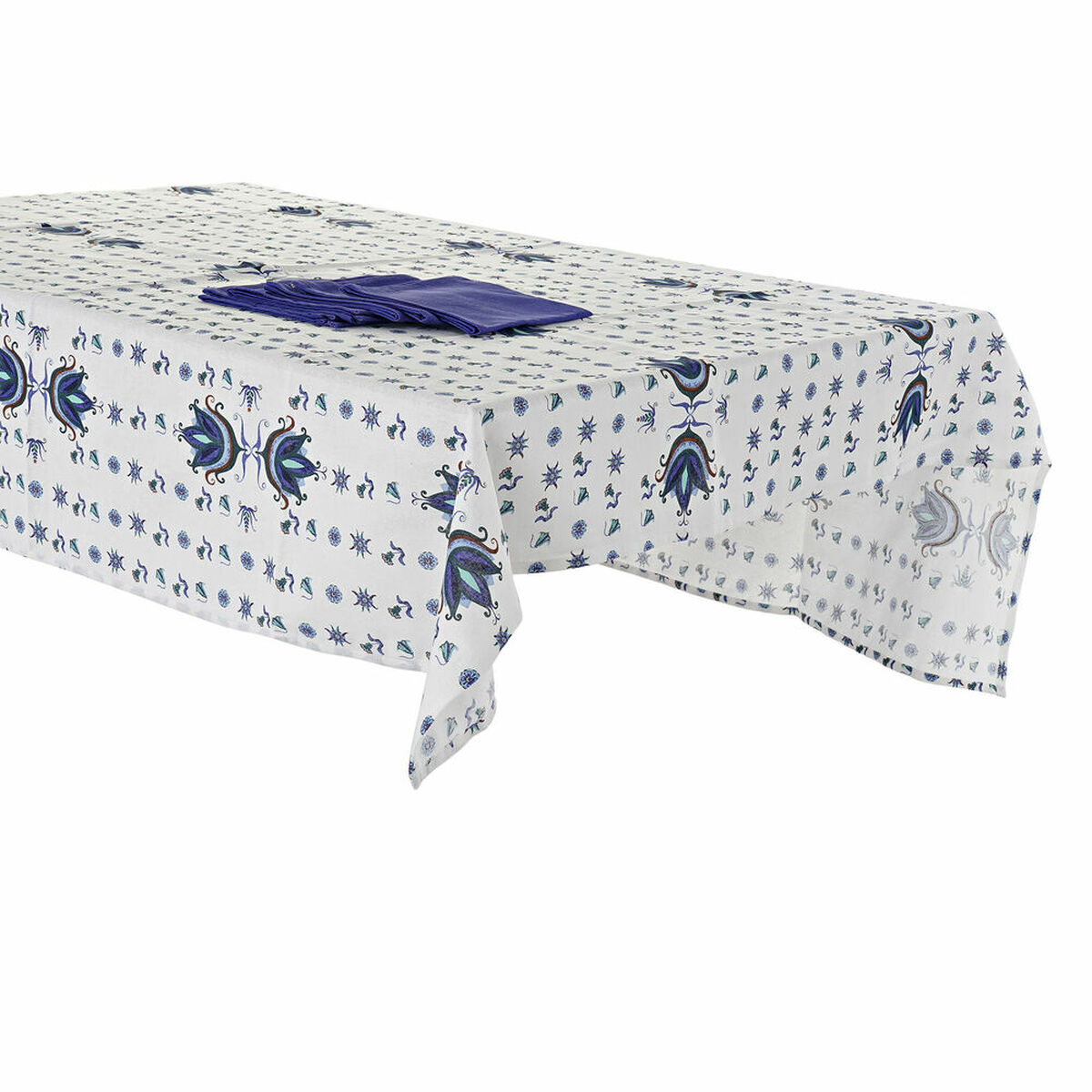 imagem de Toalha e guardanapos DKD Home Decor Azul Branco 150 x 150 x 0,5 cm (2 Unidades)2