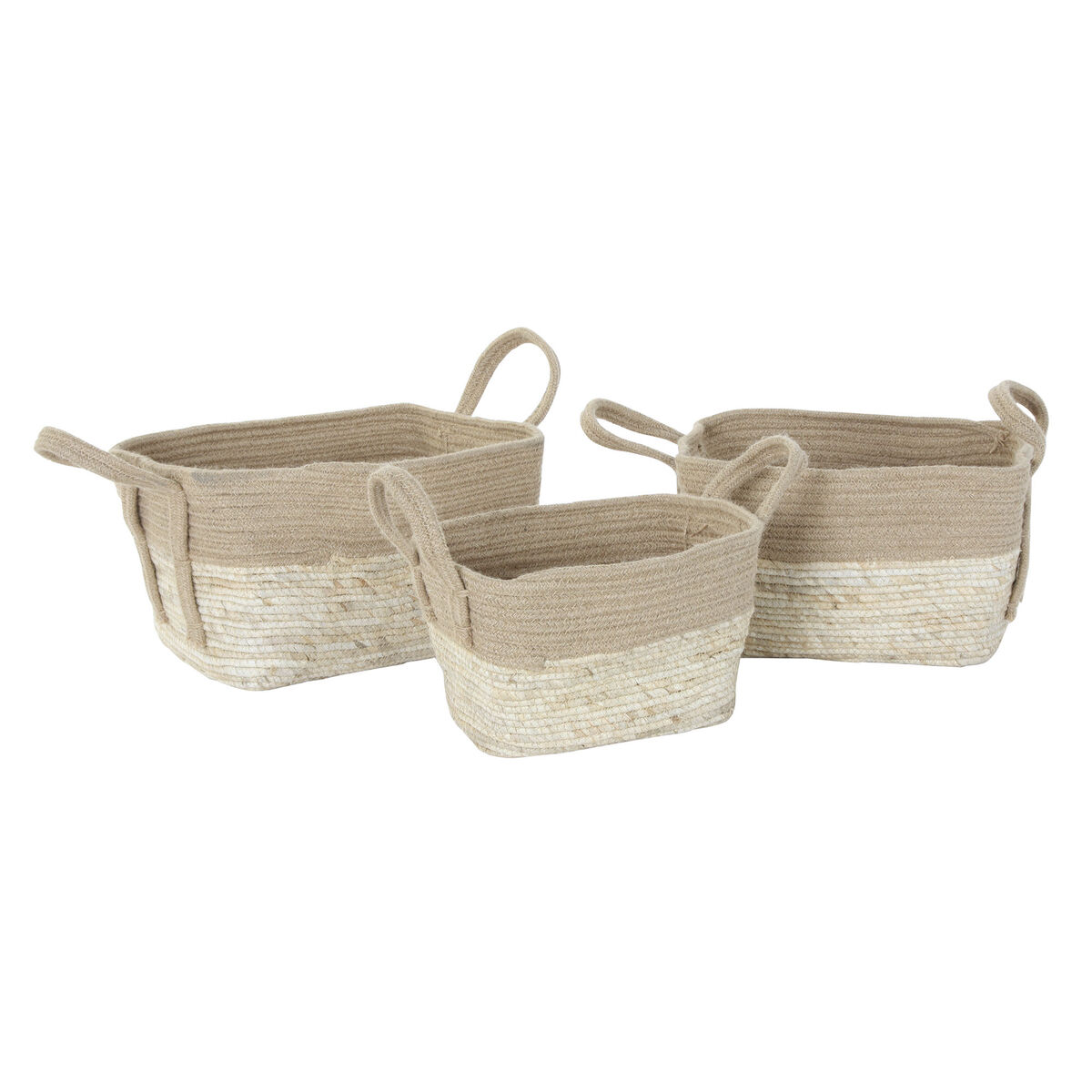 DKD Home Decor - Conjunto de Cestos DKD Home Decor Jute Fibra Cottage (3 pcs) (36 x 30 x 23 cm)