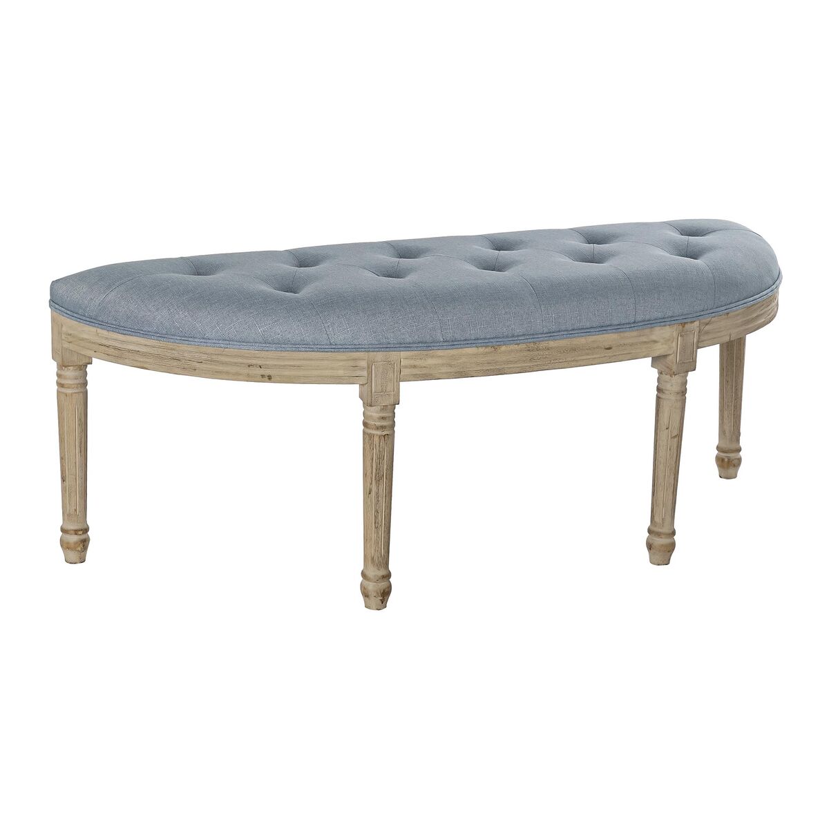 DKD Home Decor - Banqueta DKD Home Decor   Natural Azul Poliéster Veludo Madeira da borracha (125 x 43 x 48 cm)